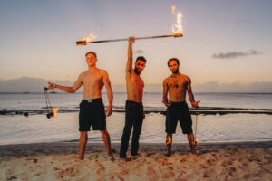 fire crew spinning cayman islands beach portrait photography