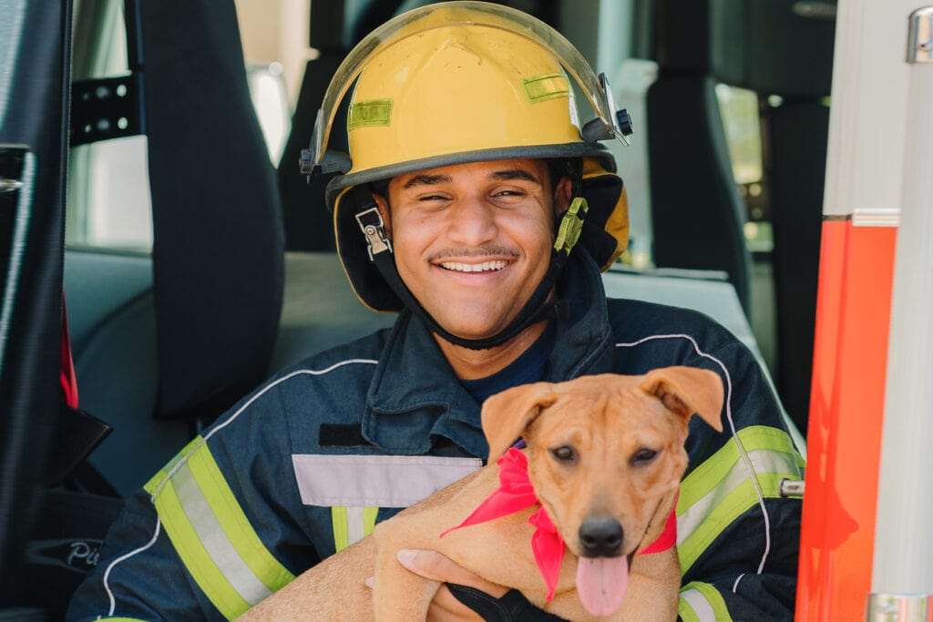 dog puppy fire fighter cayman humane society photography