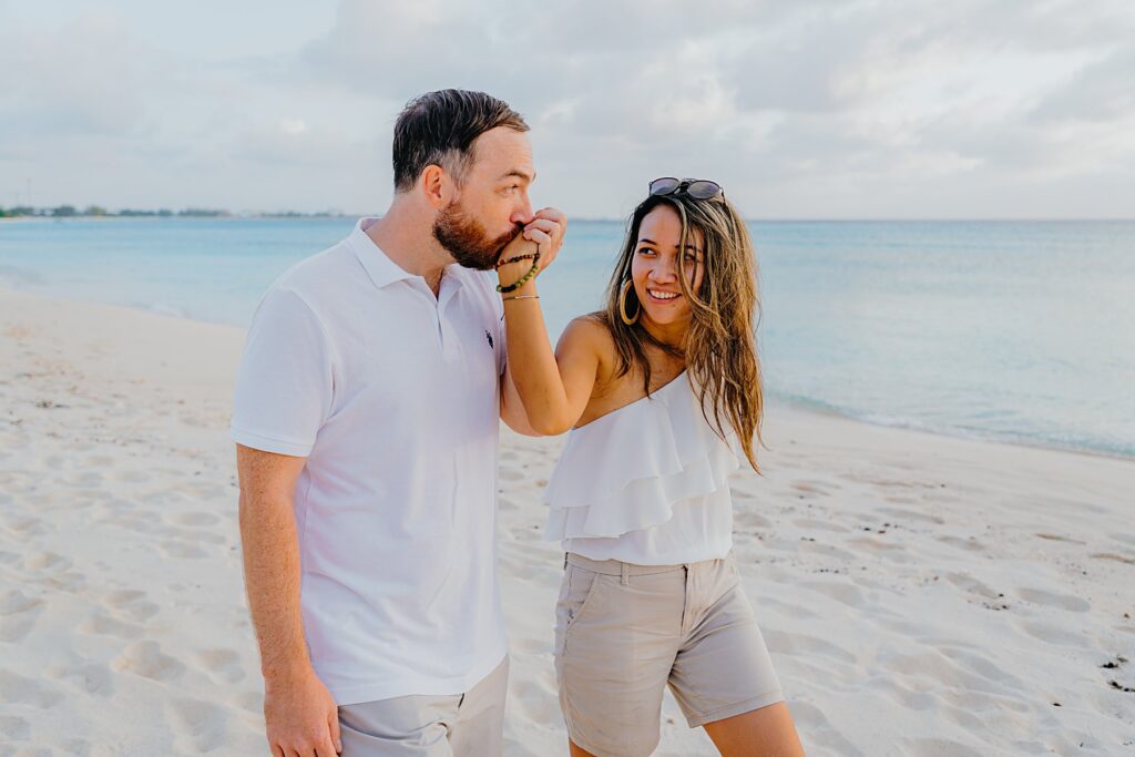 grand cayman seven mile beach surprise proposal engagement will lilla