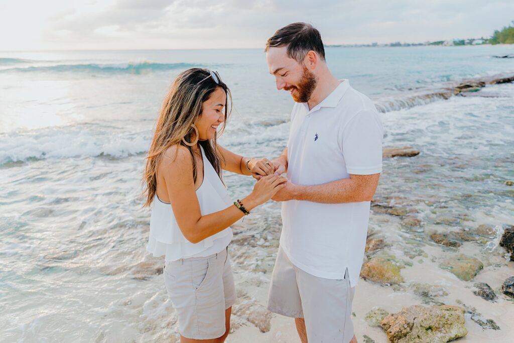 grand cayman seven mile beach surprise proposal engagement will lilla