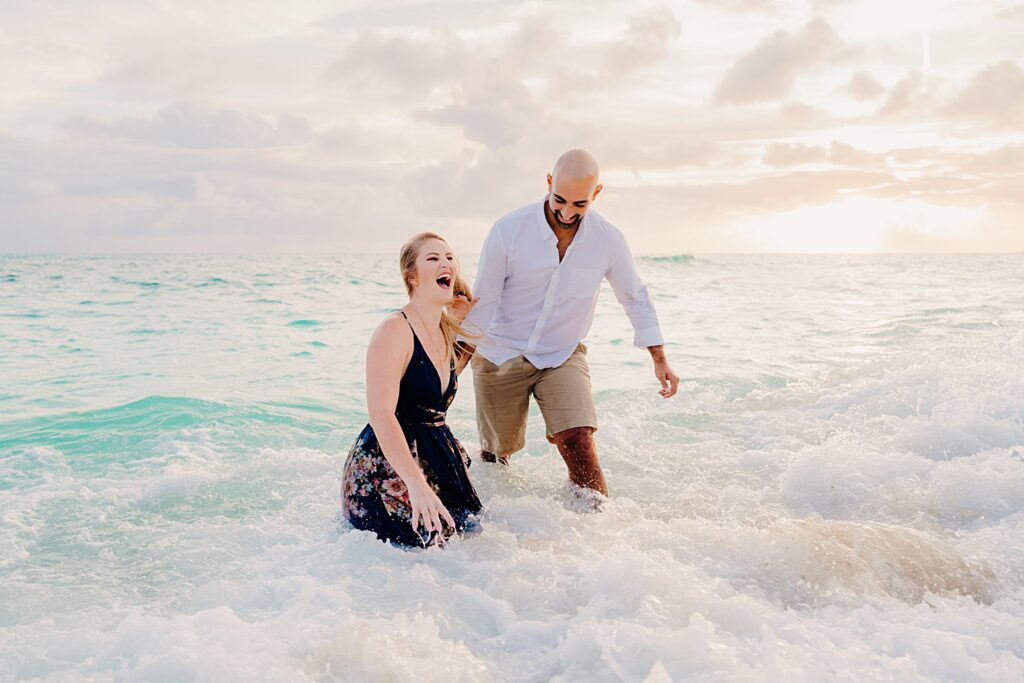 cayman islands seven mile beach couple engagement photography