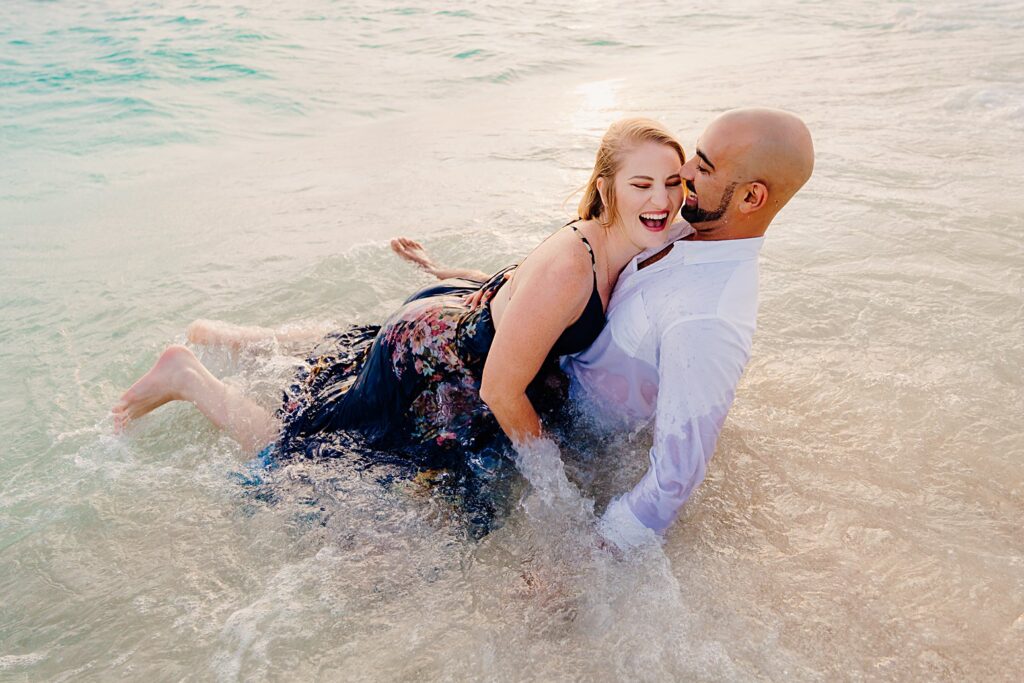 cayman islands seven mile beach couple engagement photography