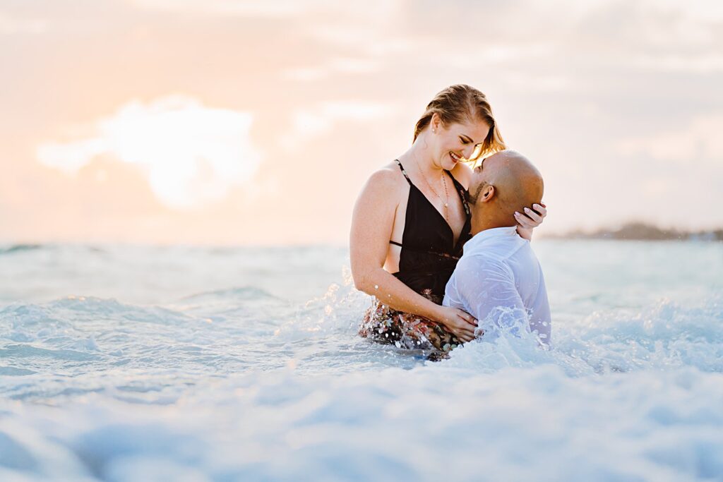 cayman islands seven mile beach couple engagement photography