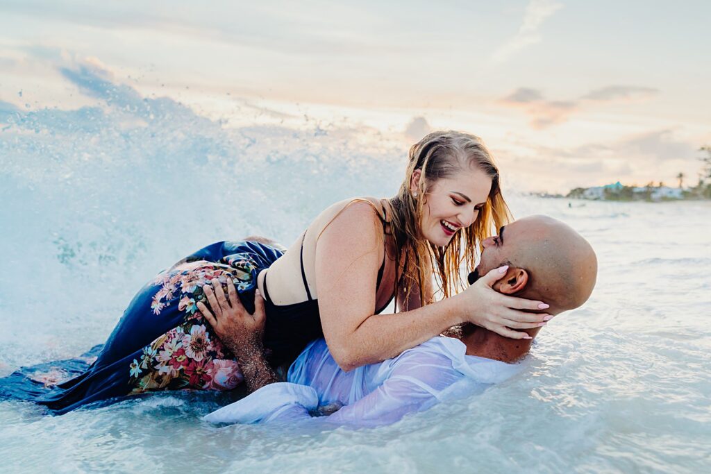 cayman islands seven mile beach couple engagement photography