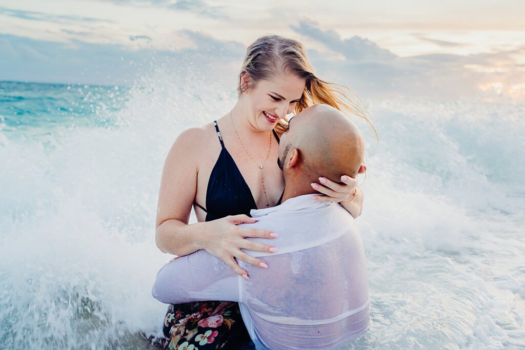 cayman islands seven mile beach couple engagement photography