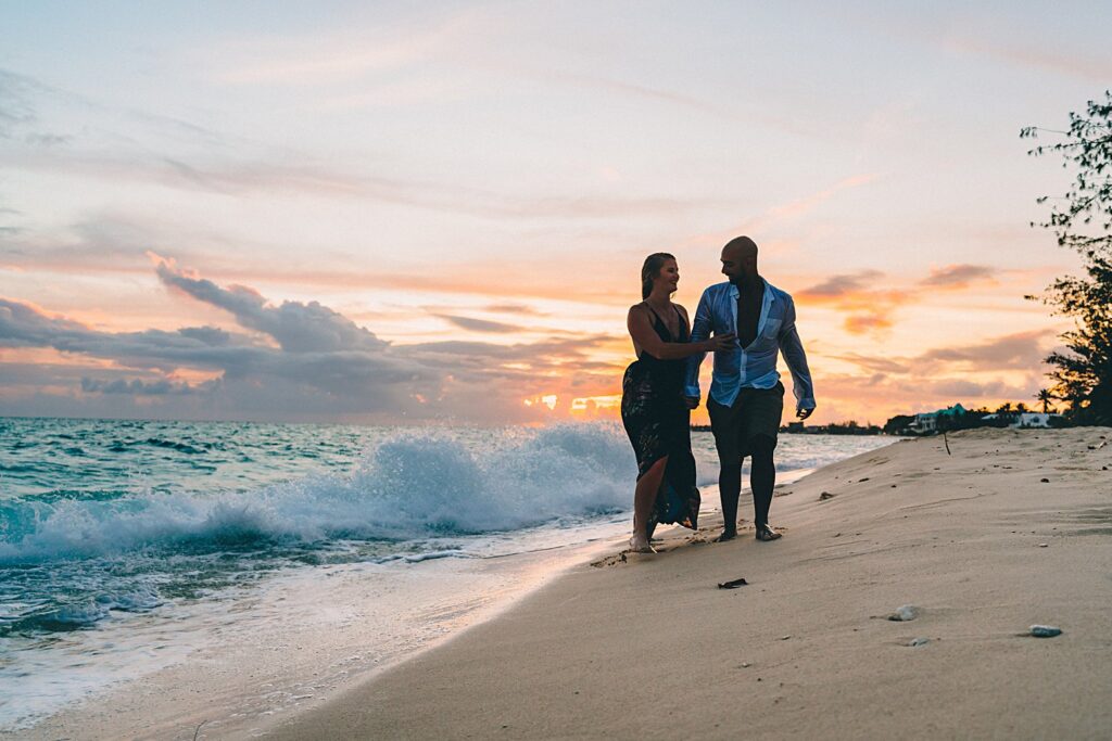 cayman islands seven mile beach couple engagement photography