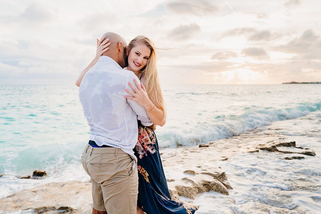 cayman islands seven mile beach couple engagement photography