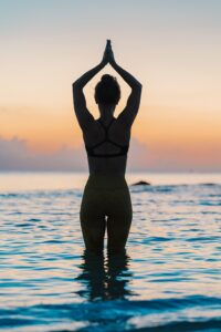 seven mile beach yoga portrait cayman islands photography