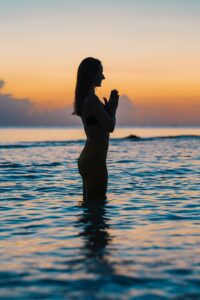 seven mile beach yoga portrait cayman islands photography