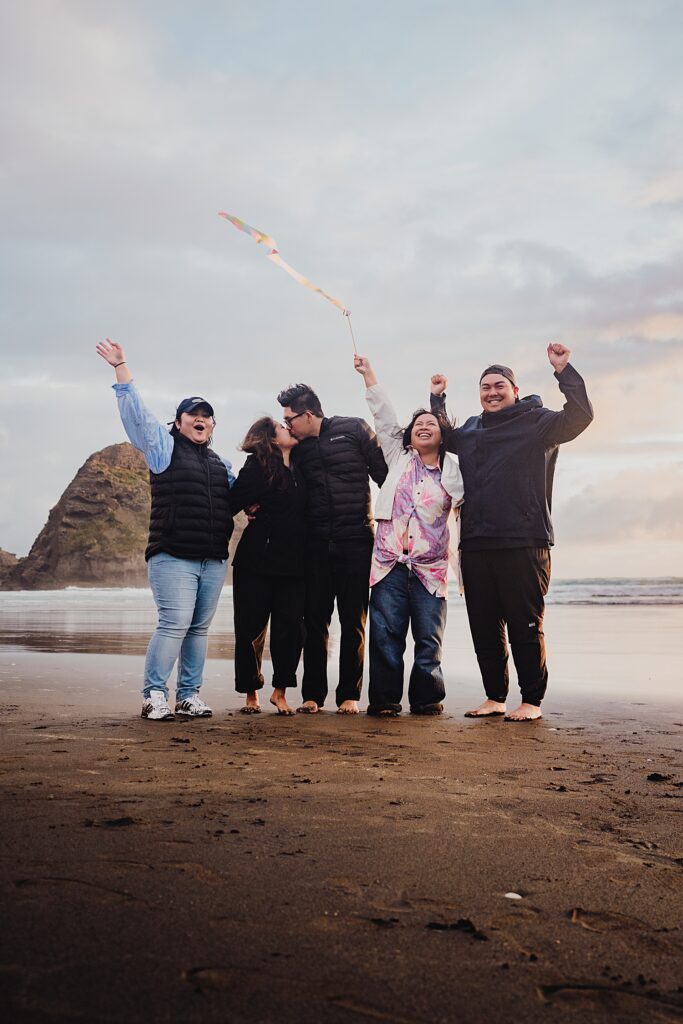 piha beach surprise proposal engagement photographer