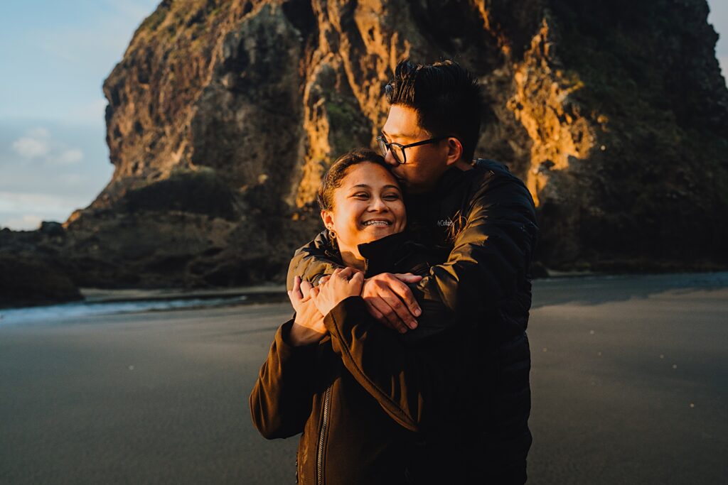 piha beach surprise proposal engagement photographer