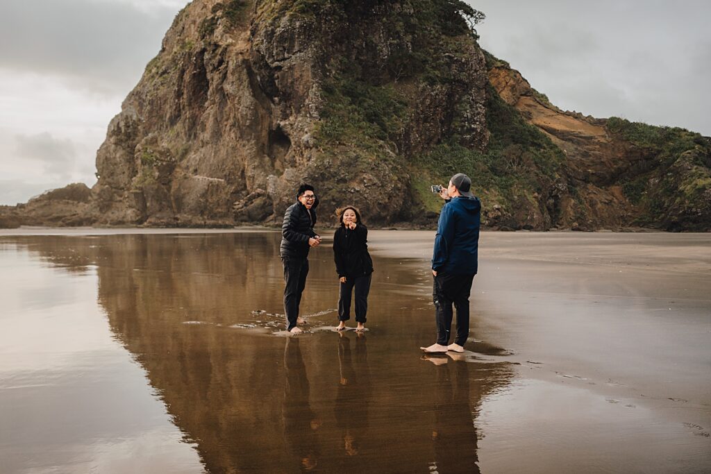 piha beach surprise proposal engagement photographer