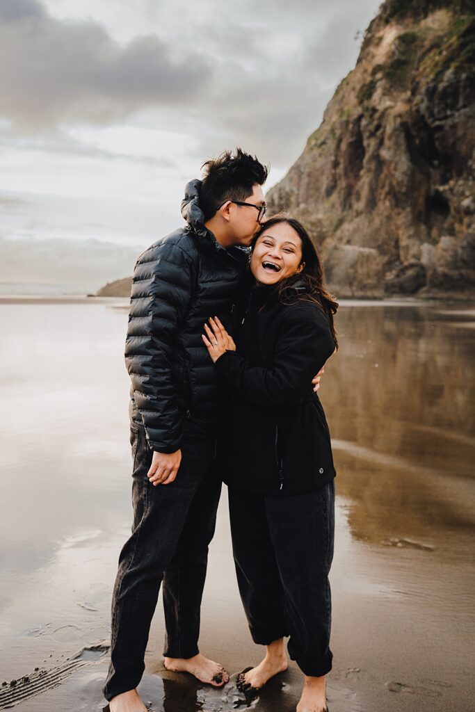 piha beach surprise proposal engagement photographer