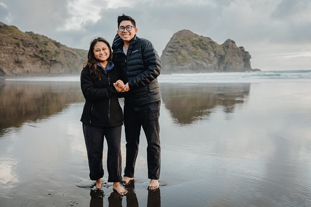 piha beach surprise proposal engagement photographer