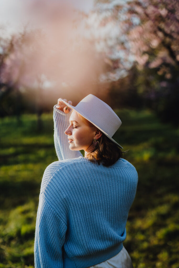 auckland botanical gardens cherry blossom portrait photographer