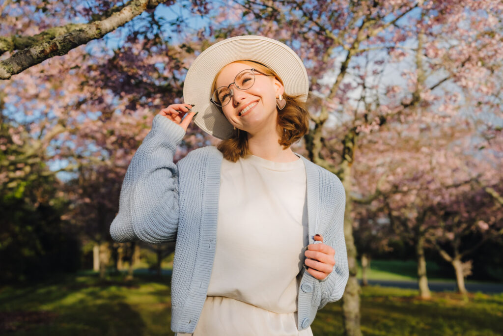 auckland botanical gardens cherry blossom portrait photographer