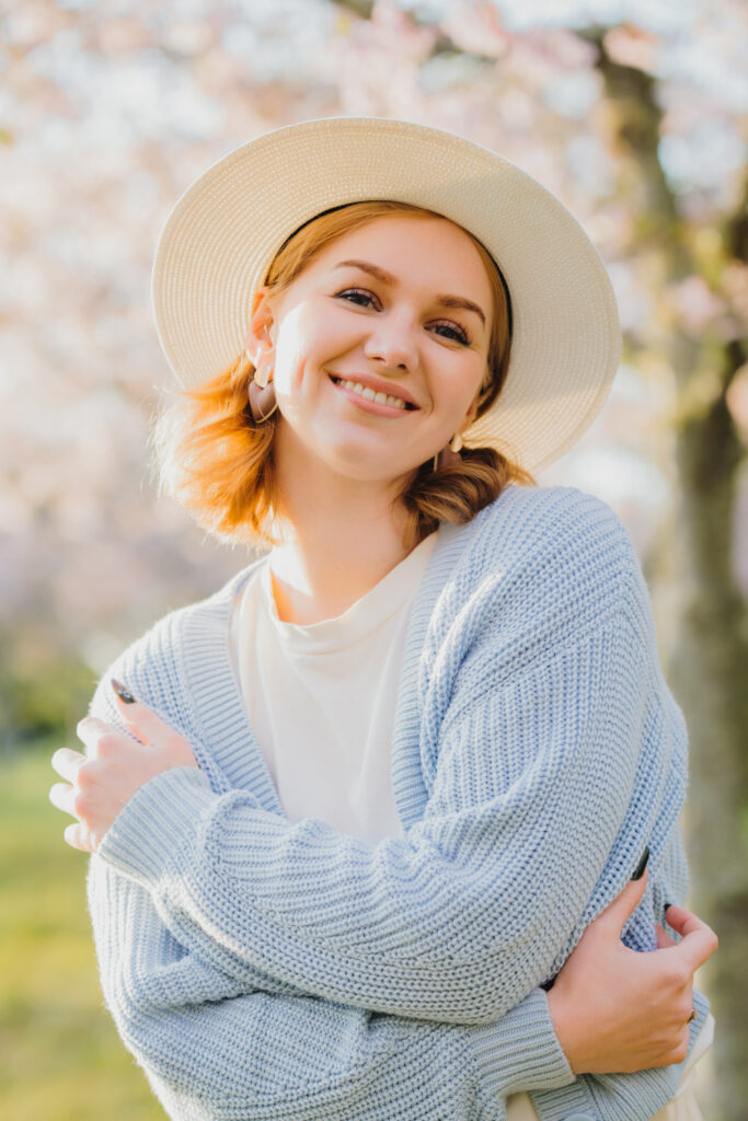 auckland botanical gardens cherry blossom portrait photographer