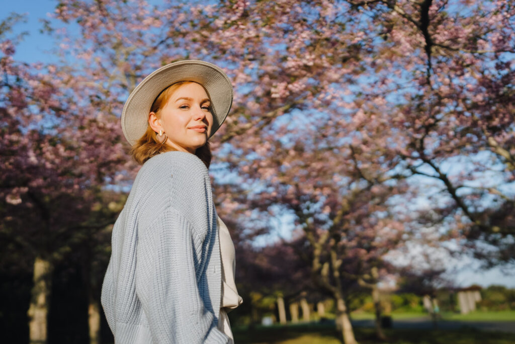 auckland botanical gardens cherry blossom portrait photographer