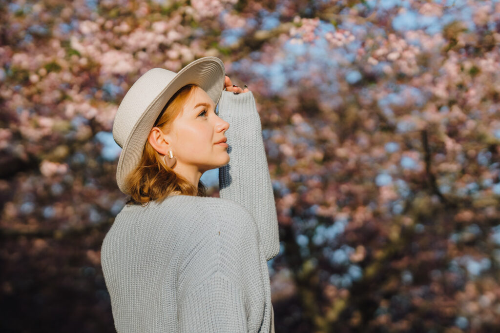 auckland botanical gardens cherry blossom portrait photographer