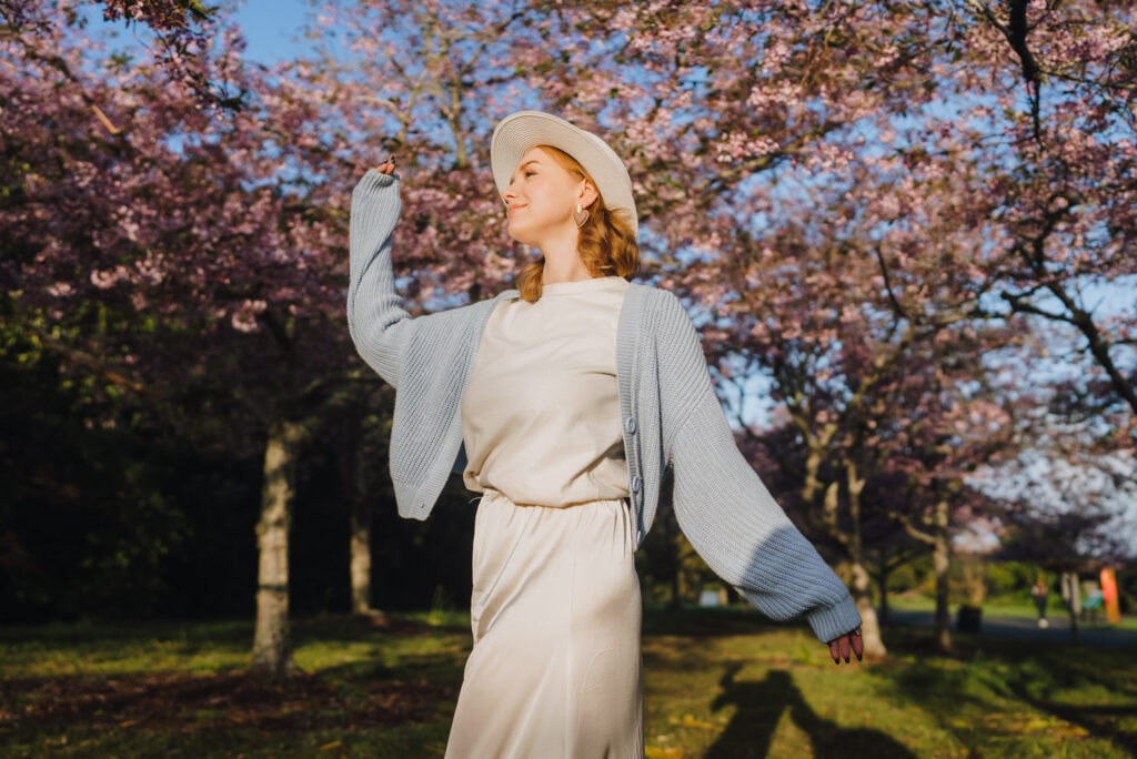 auckland botanical gardens cherry blossom portrait photographer