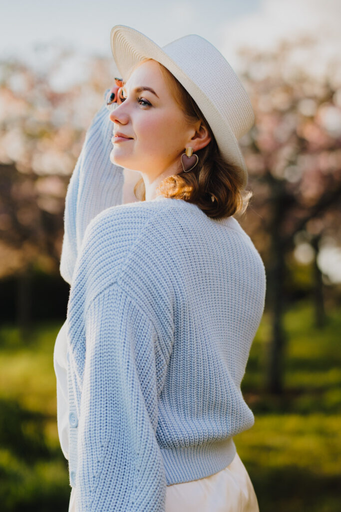 auckland botanical gardens cherry blossom portrait photographer