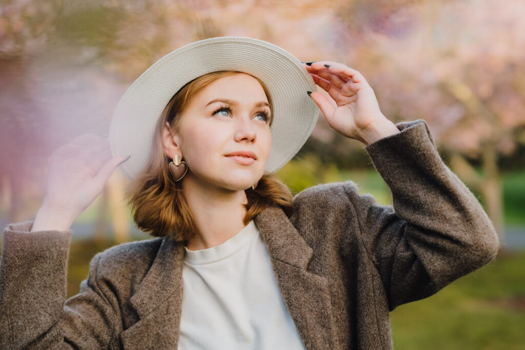 auckland botanical gardens cherry blossom portrait photographer